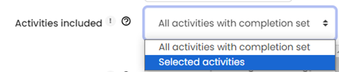 Moodle - Completion Progress Block - Activities Included - Selected Activities